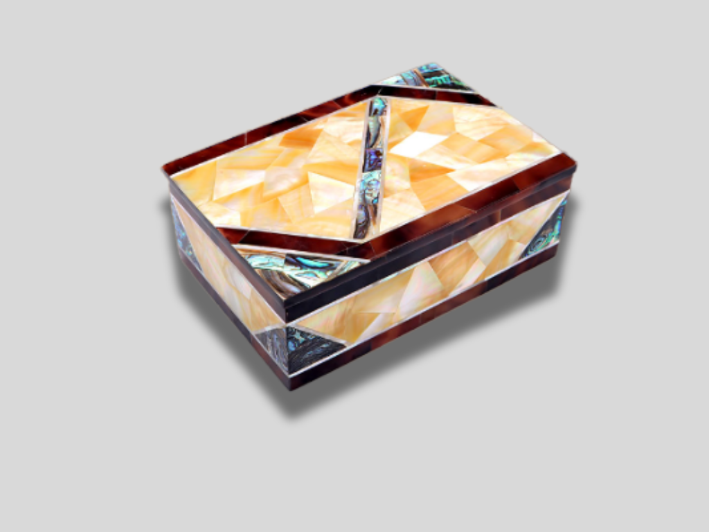 Mosaic Gemstone Inlaid Marble Jewelry Box Handmade Special Gift For Wedding